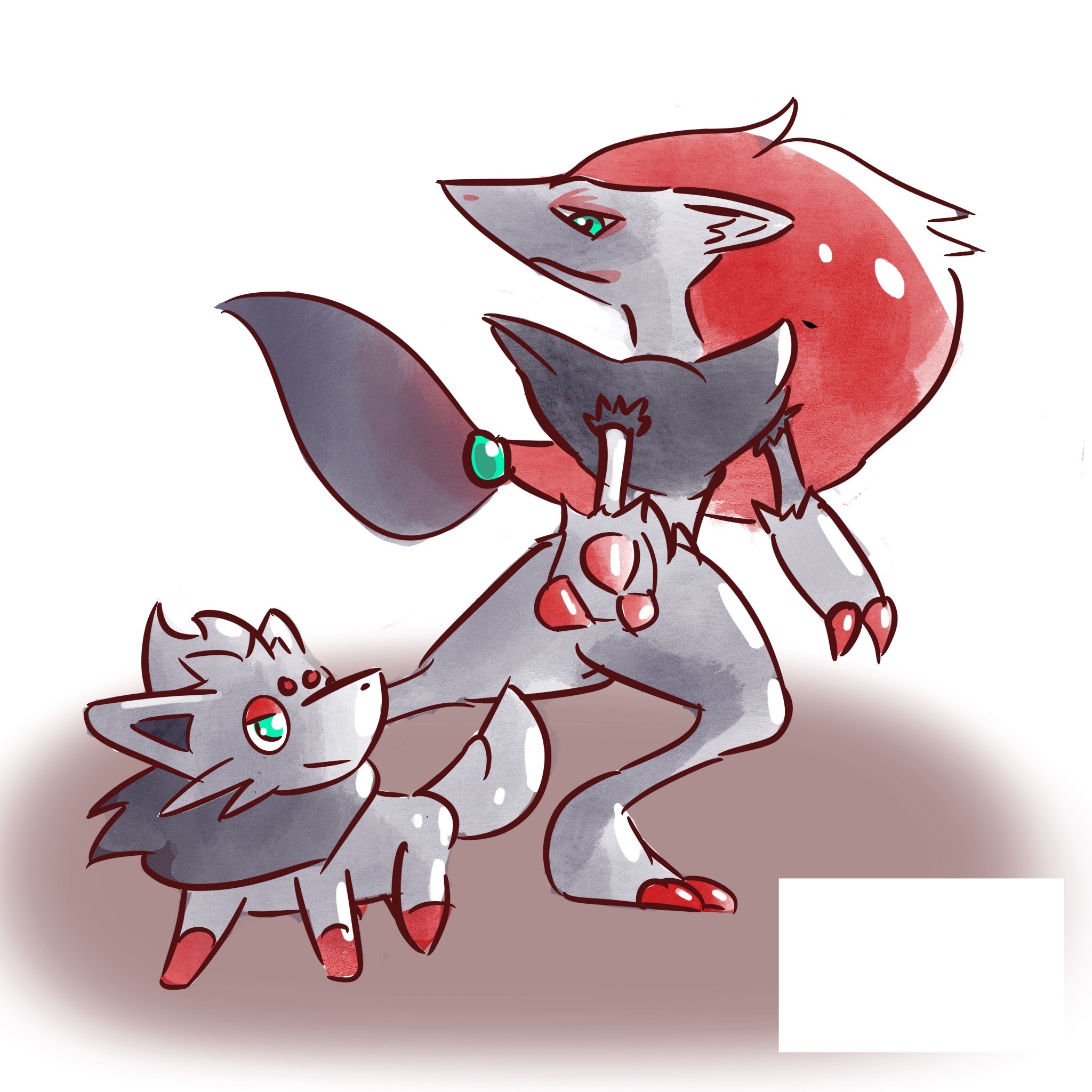 Zorua and Zoroark from Pokemon: Zoroark Master of Illusion