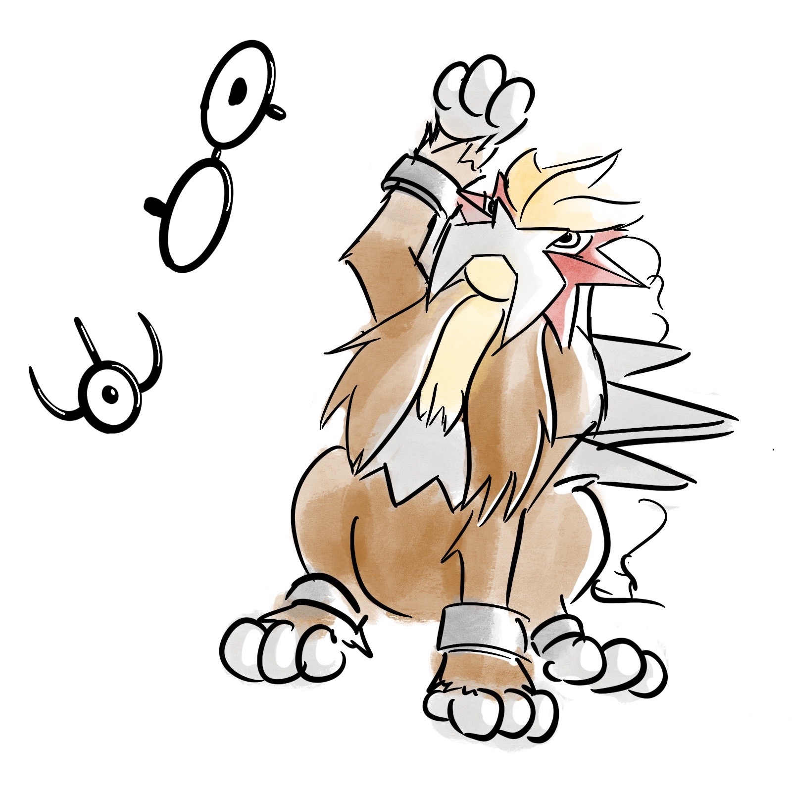 Entei and Unown from Pokemon 3 the Movie