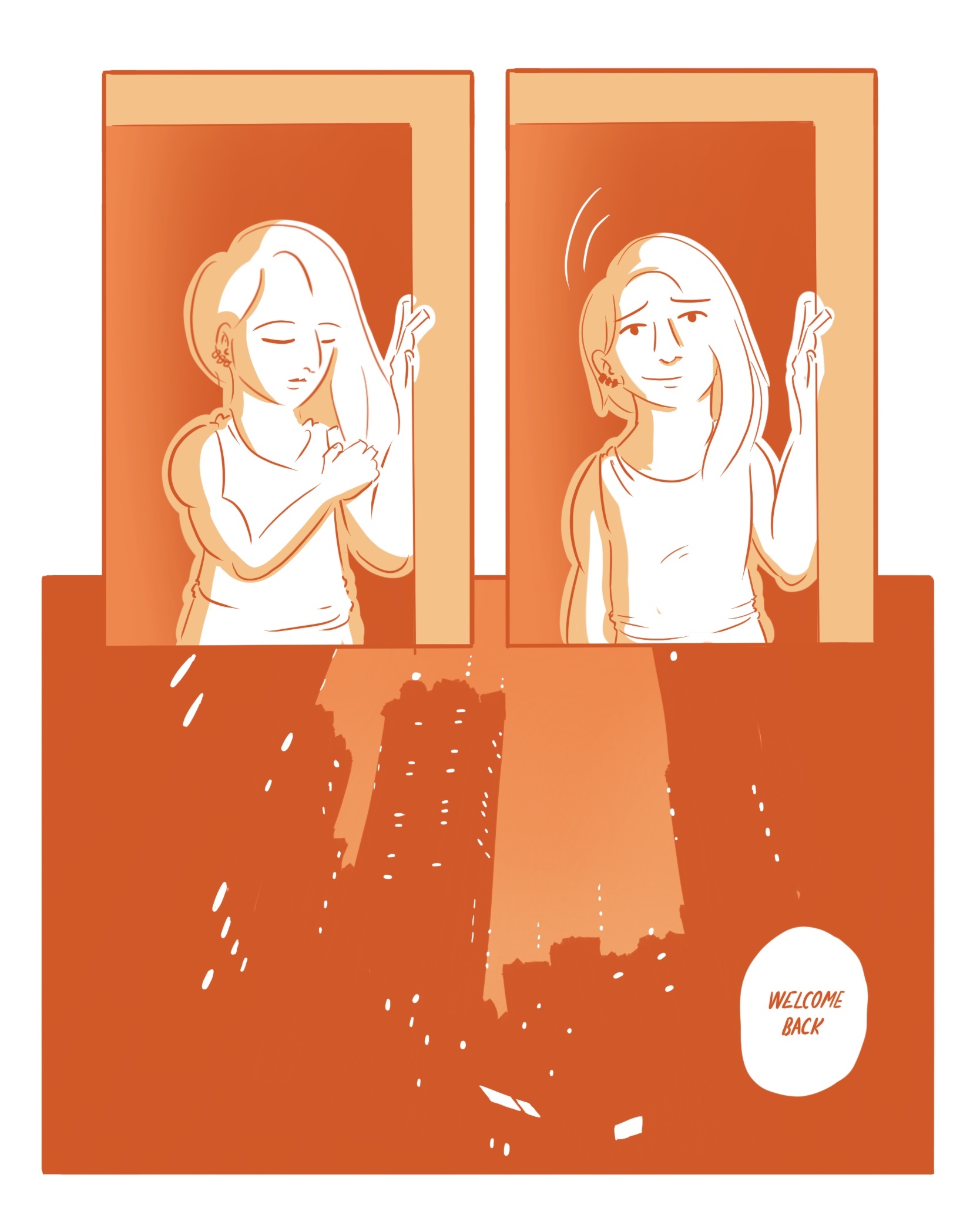 > Ki pauses for a moment before smiling KI: Welcome back