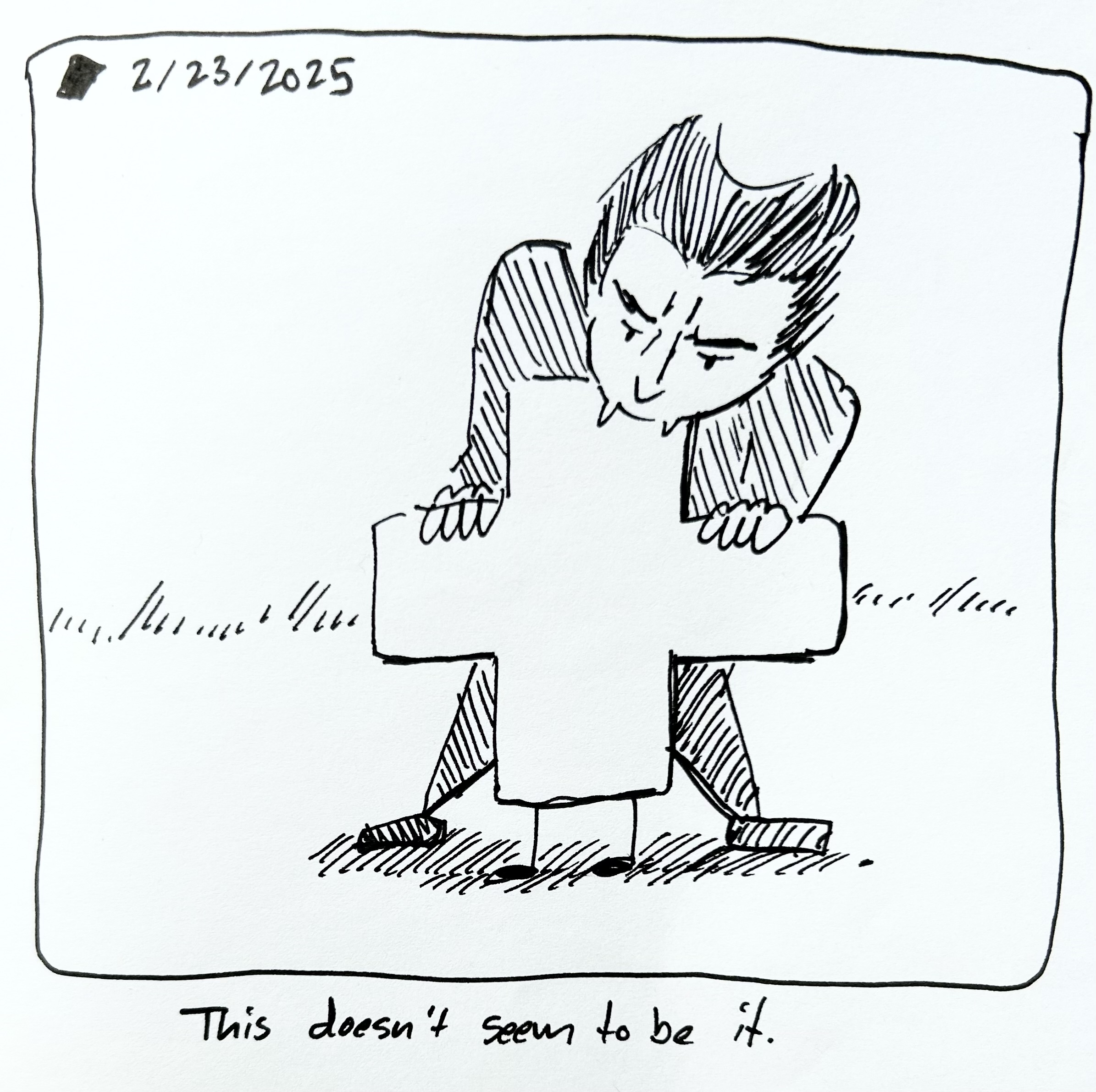 The plus guy is being bitten by a vampire. The caption reads "this doesn't seem to be it"