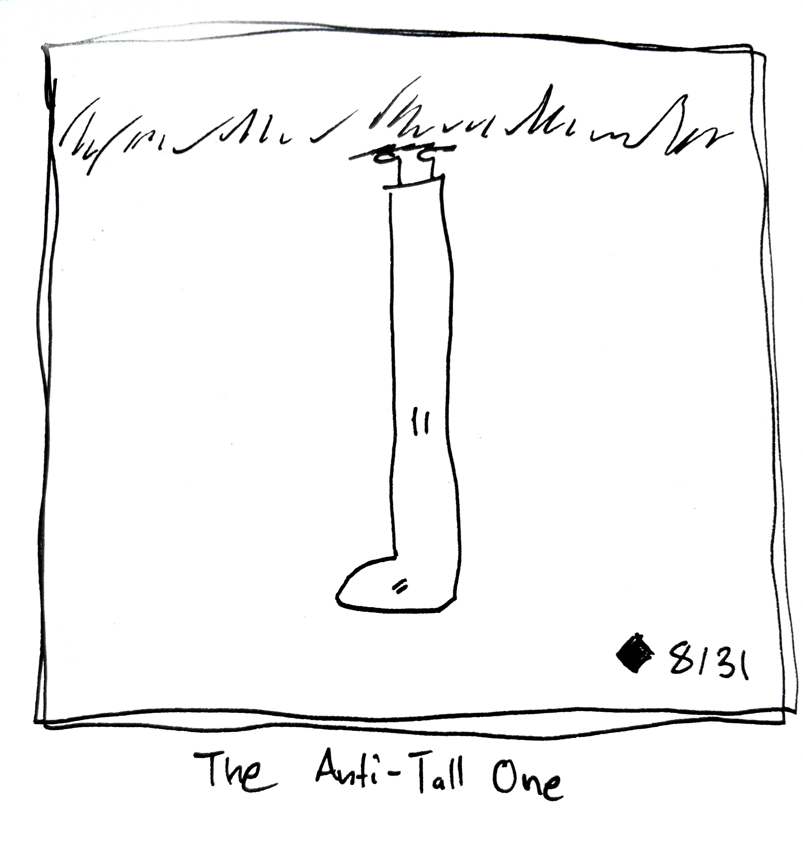 An inverted tall one stands below the ground. The caption reads "the anti-tall one"