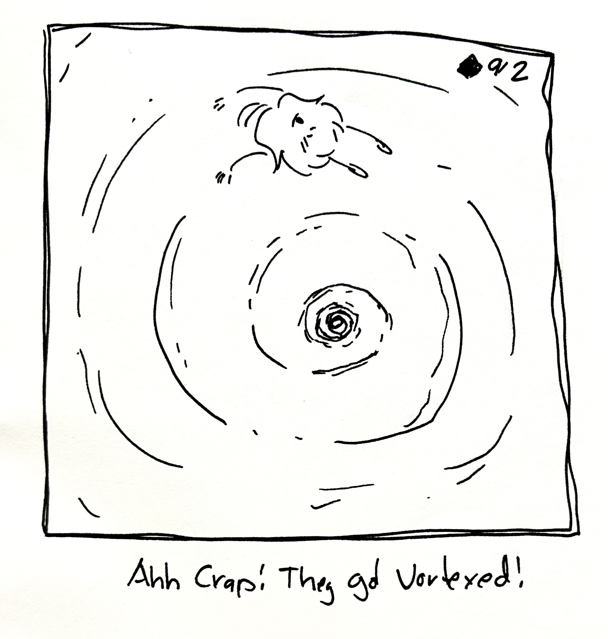 The mercenary swirls around in a vortex. The caption reads "ah crap! They got vortexed!"