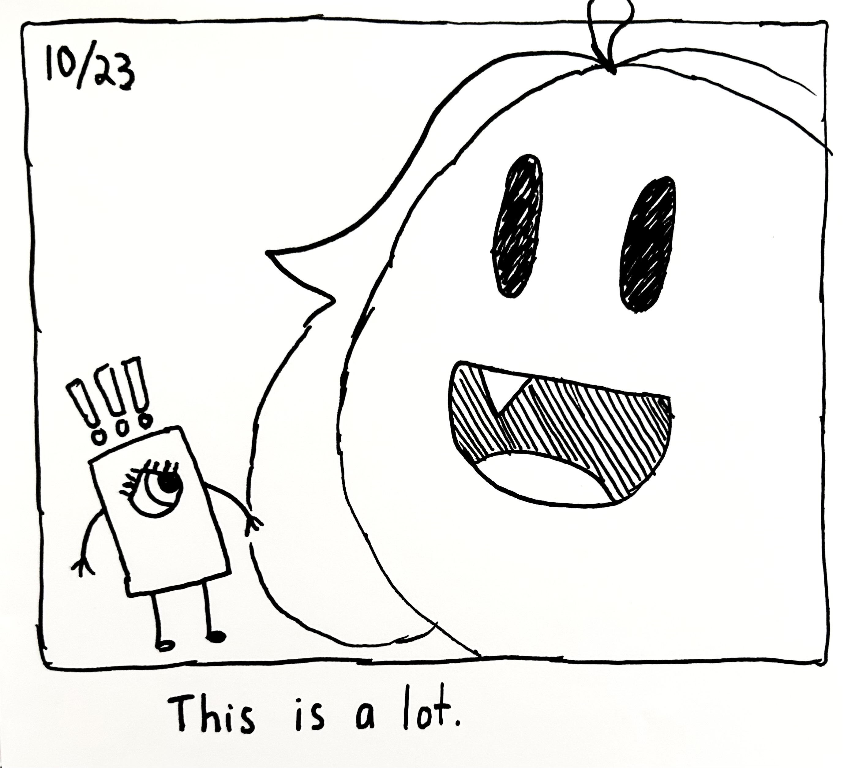 The little guy looks in surprise at a very large gromlin. The caption reads "this is a lot"