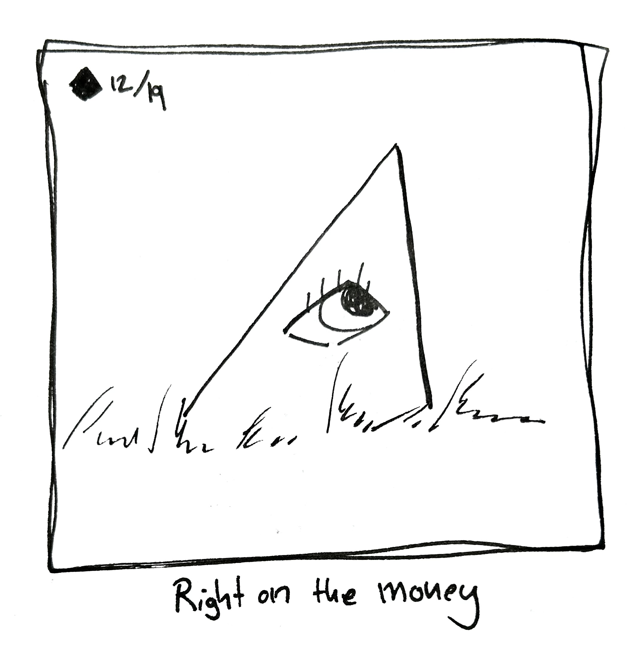 The little guy is a right triangle. The caption reads "Right on the money"