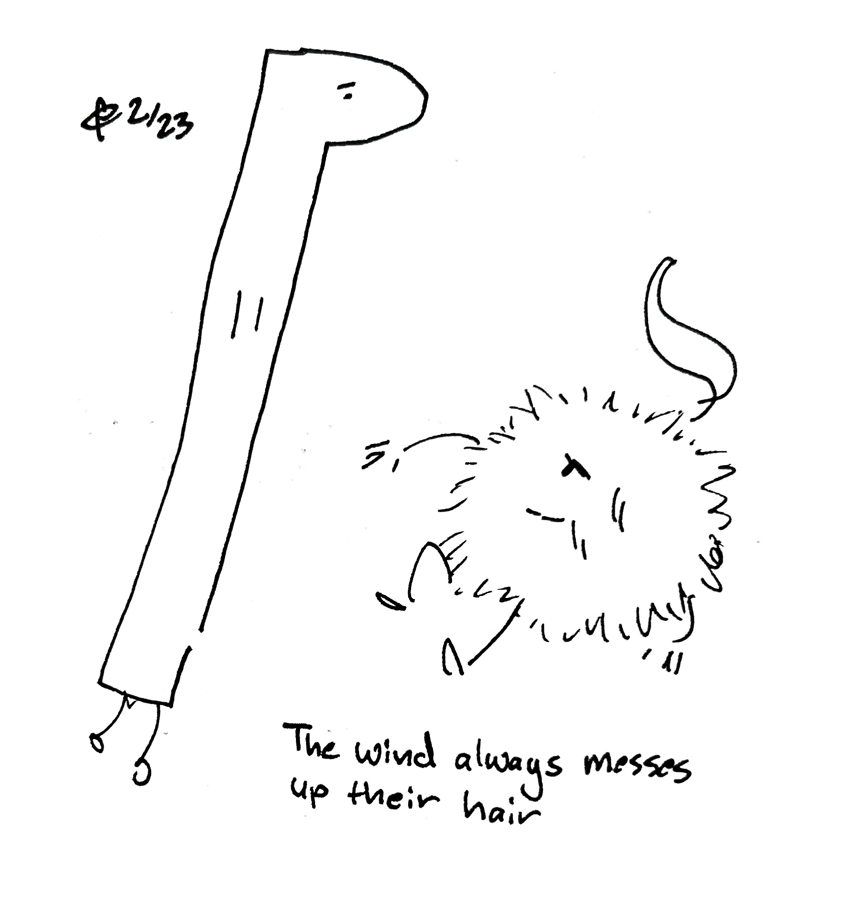 The tall one and the mercenary continue to fall. the Mercenary is all fuzzy. The caption reads "the wind always messes up their hair"