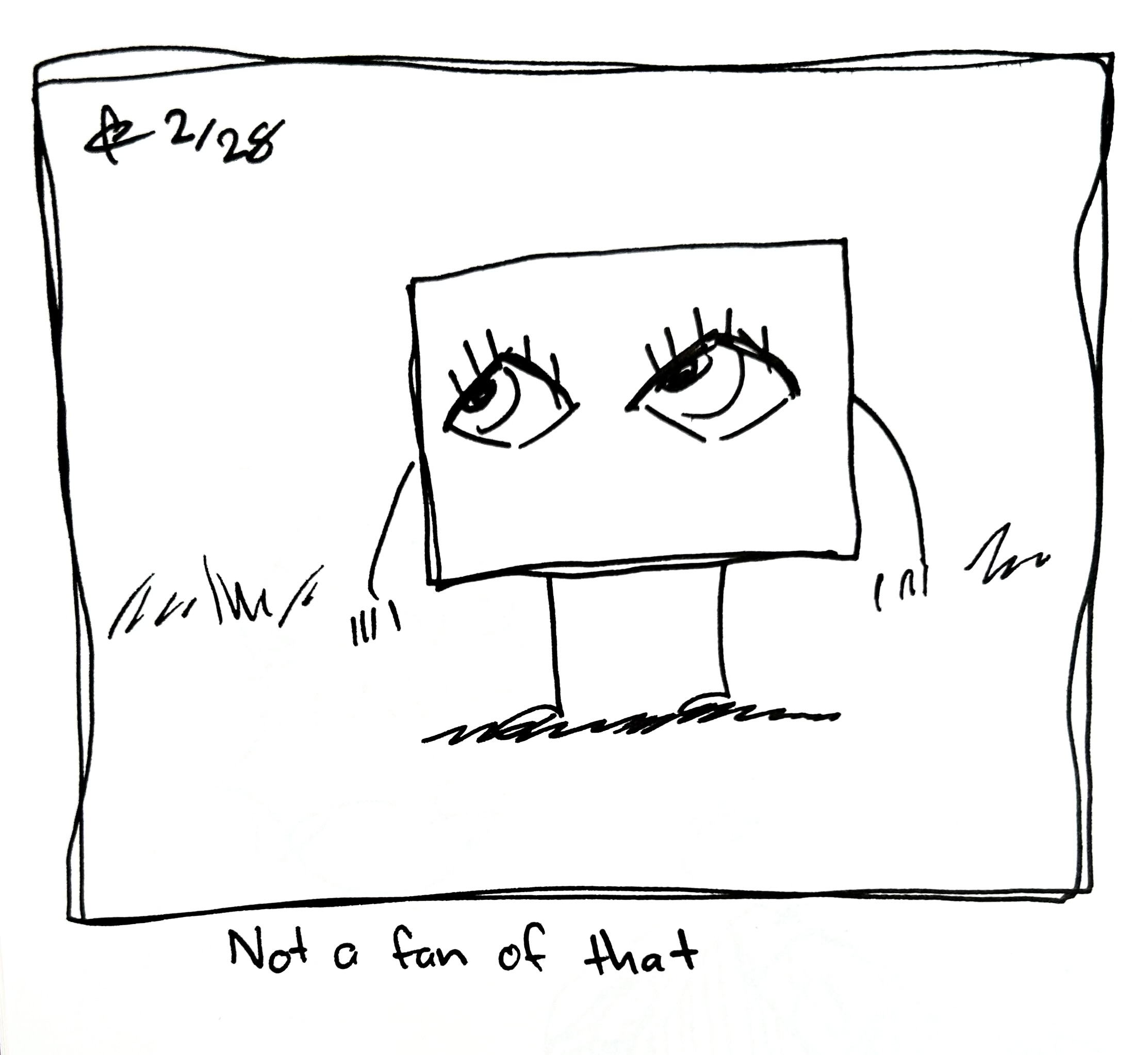 The Little Guy with two eyes. The caption reads "not a fan of that"