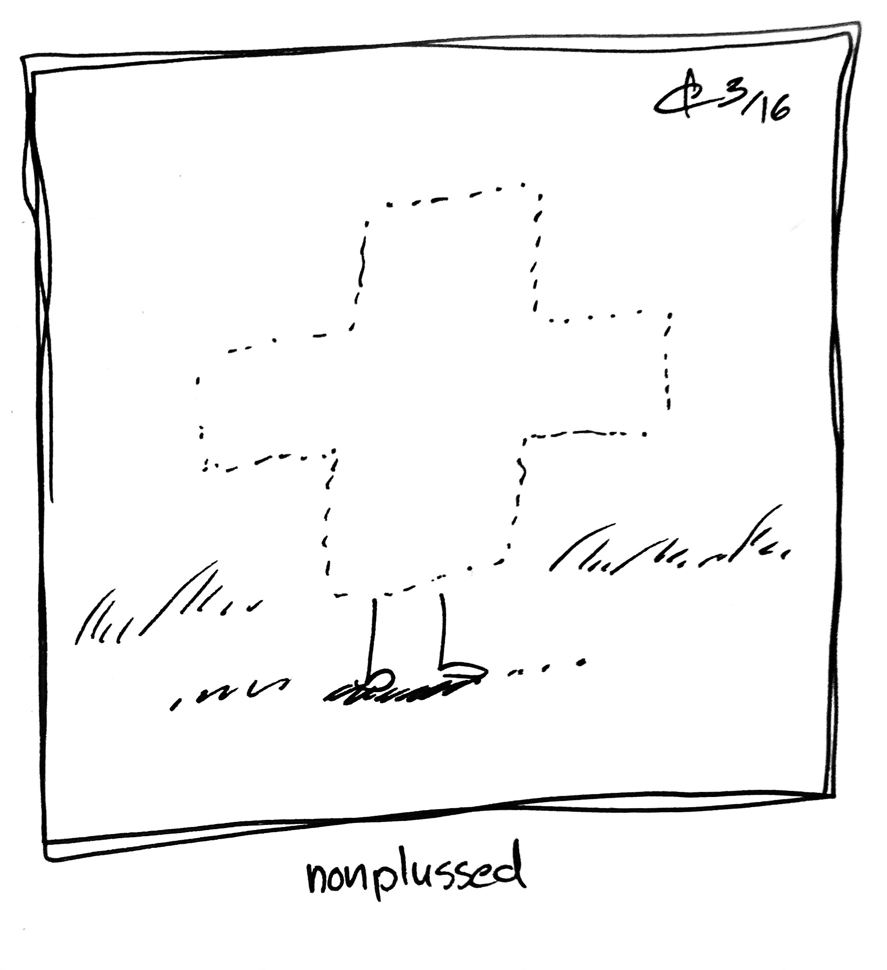 The plus guy is an outline, like they aren't there. The caption reads "nonplussed"