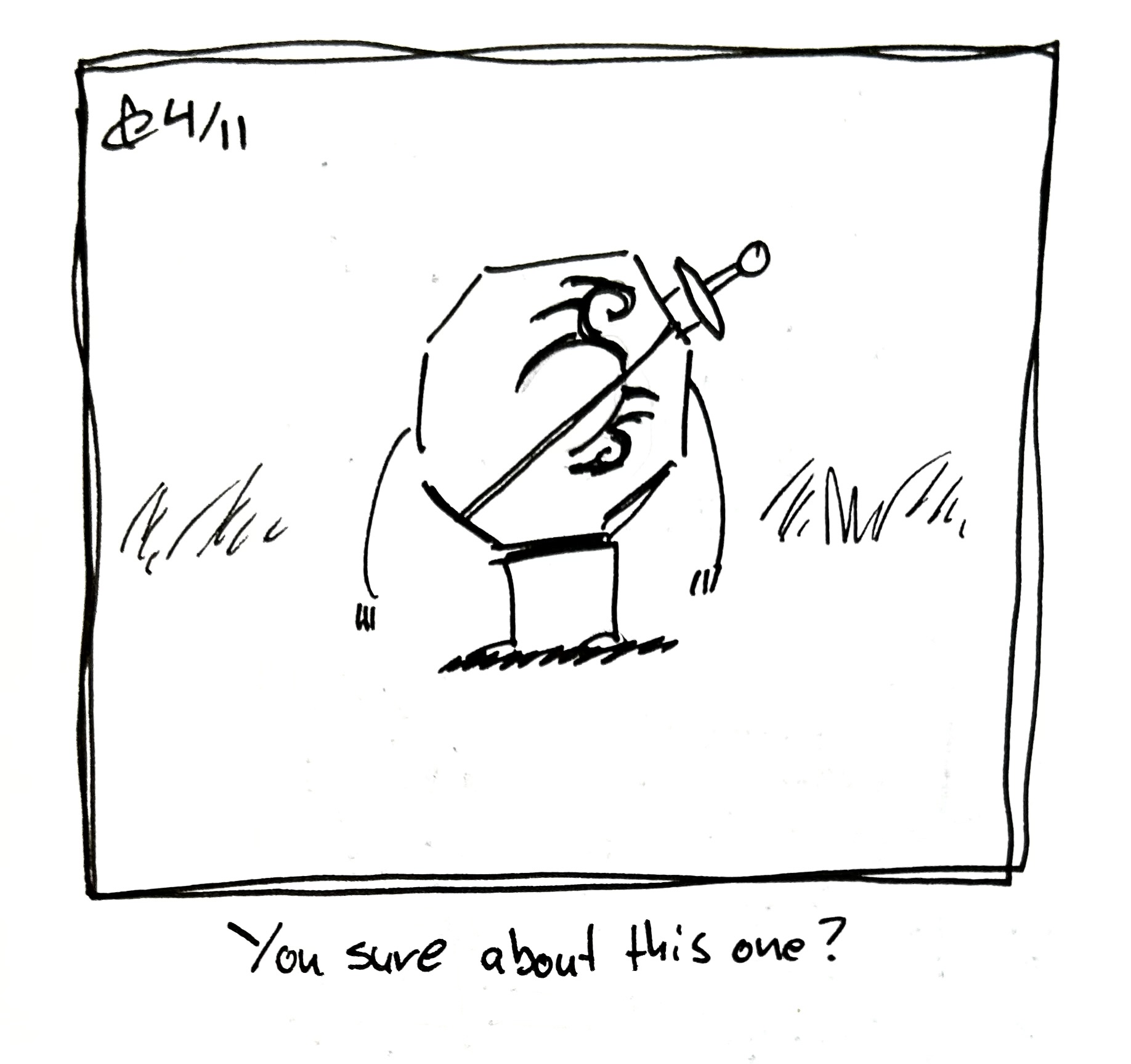 The Warrior stands around with the Mike Tyson face tattoo. The caption reads "you sure about this one?"