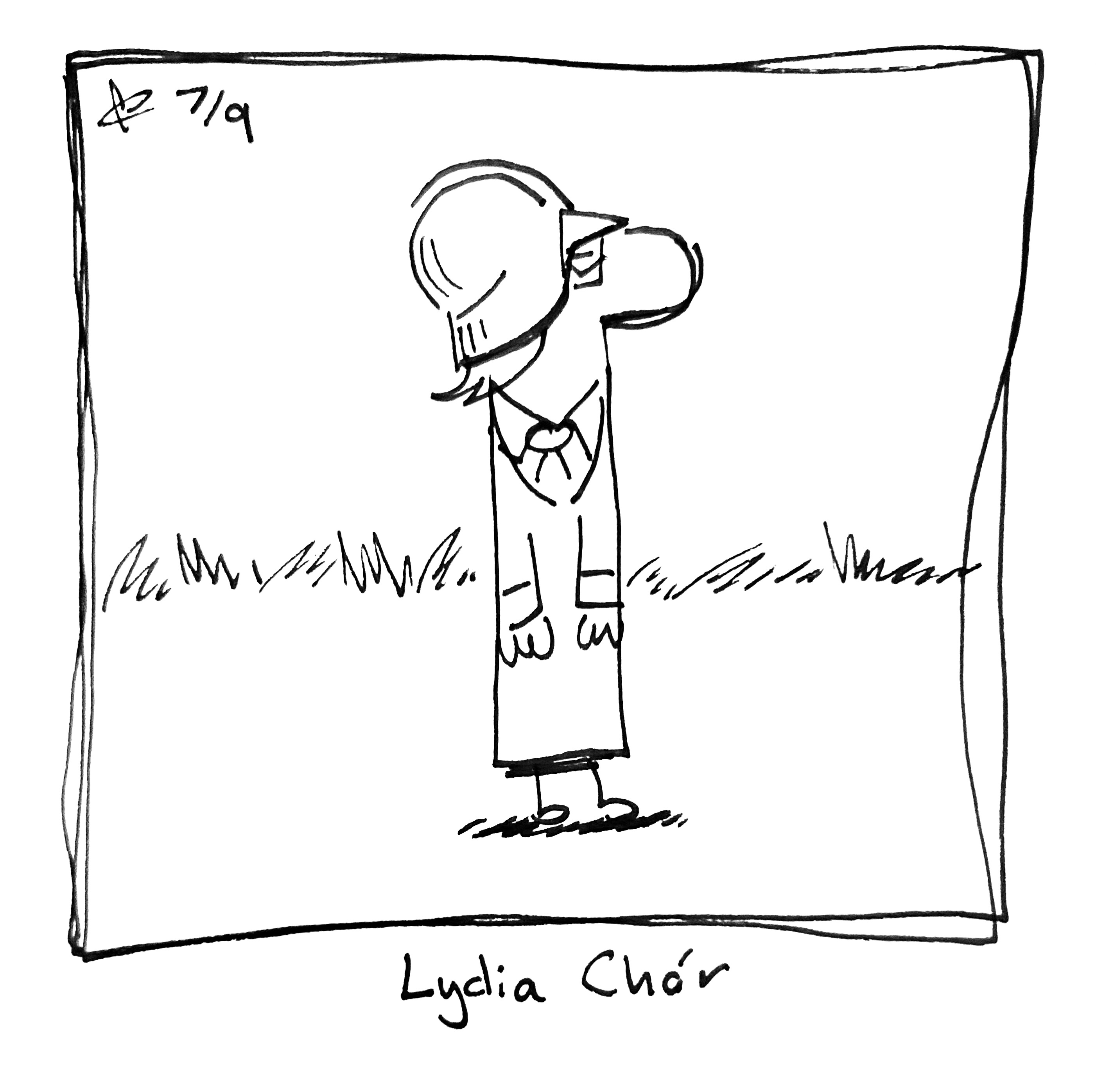 The Lydia Táll One has Char Aznable's helmet. The caption reads "Lydia Chár"