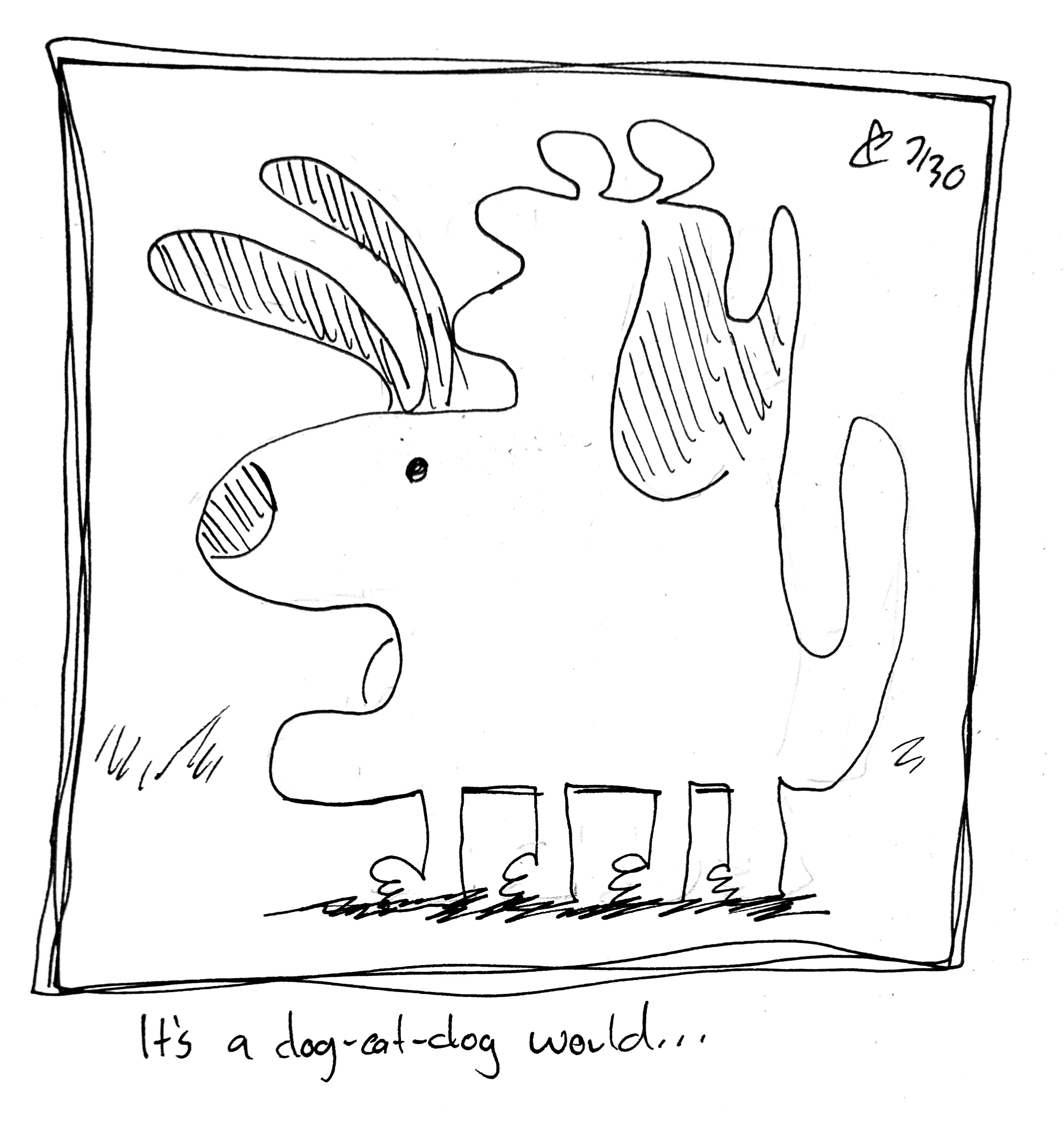 The good dog has a good dog-shaped lump on their back. The caption reads "It's a dog-eat-dog world..."