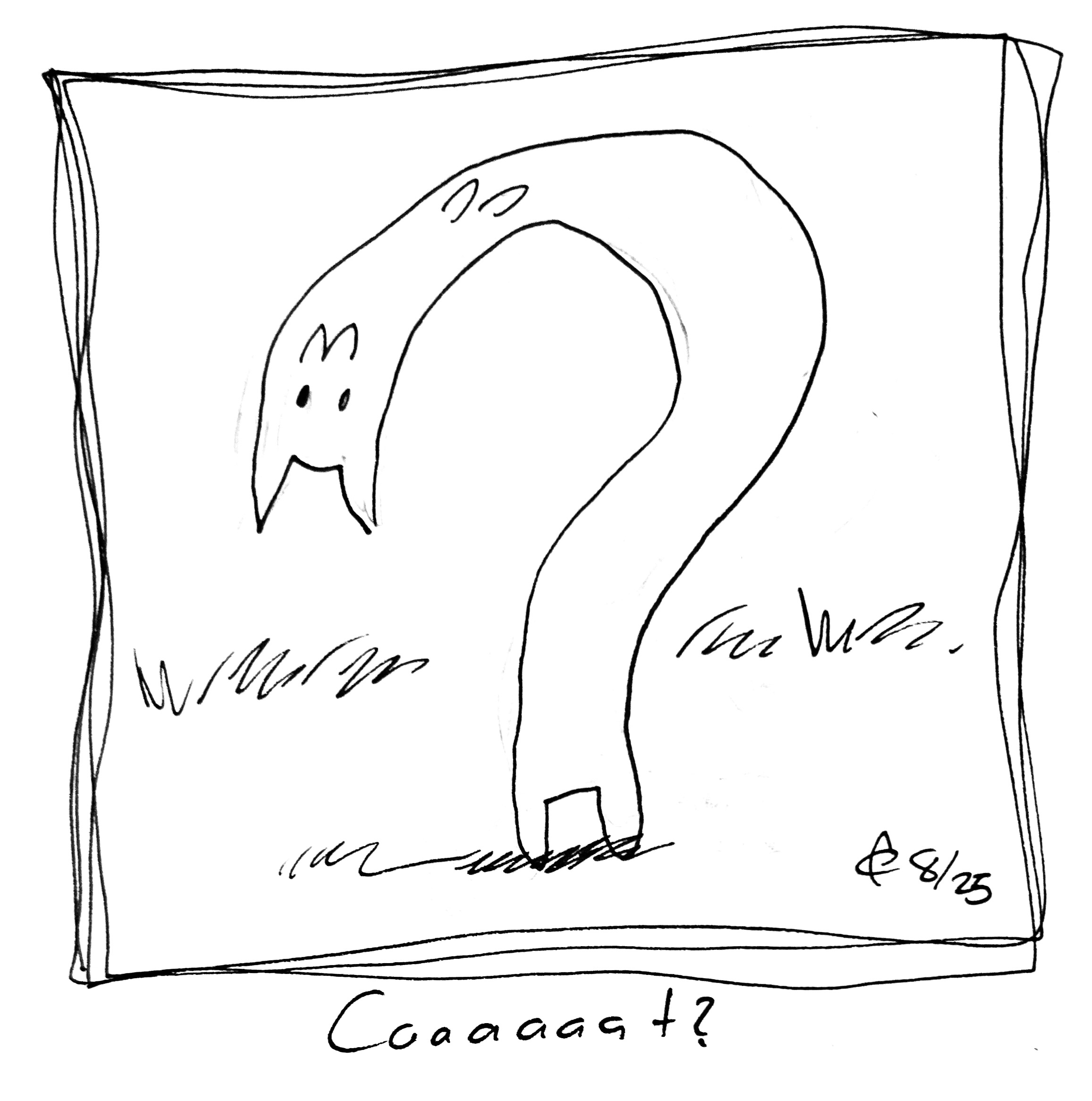 The cat floops around in the shape of a question mark. The caption reads "Caaaaaat?"