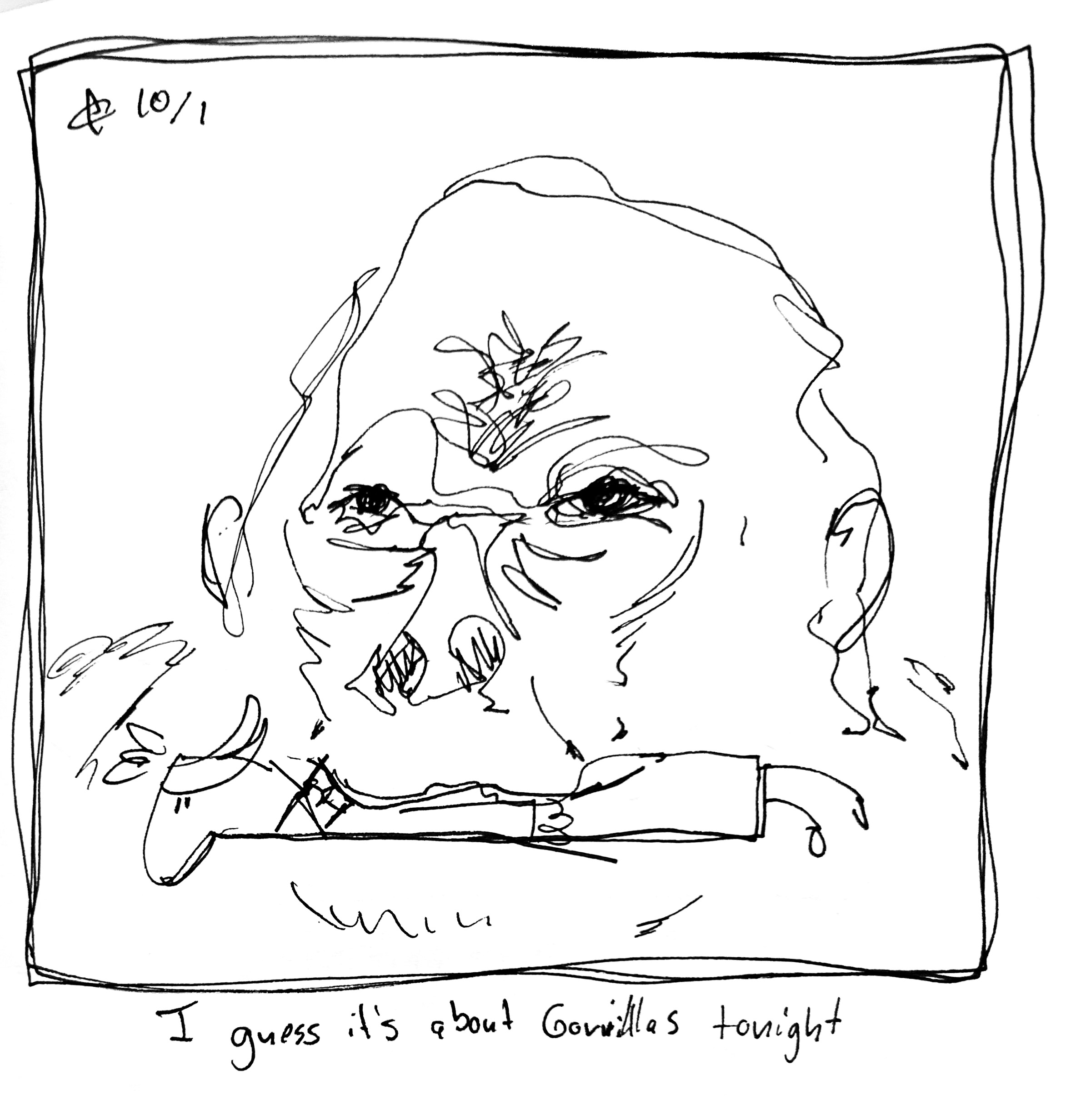 A gorilla is chomping down the Lydia Táll One. The caption reads "I guess its about Gorillas tonight"