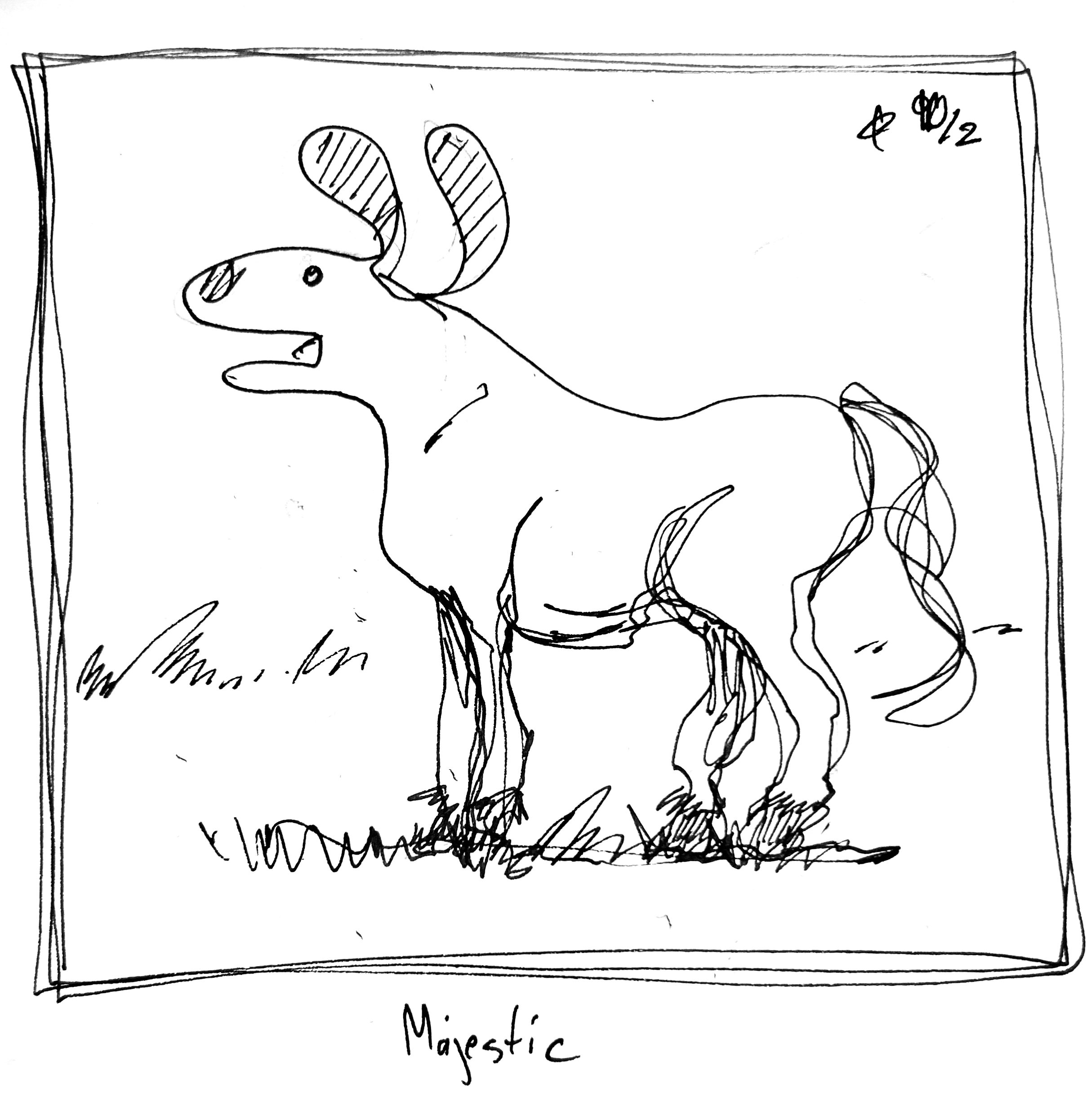 the good dog has the body of a horse. The caption reads "majestic"