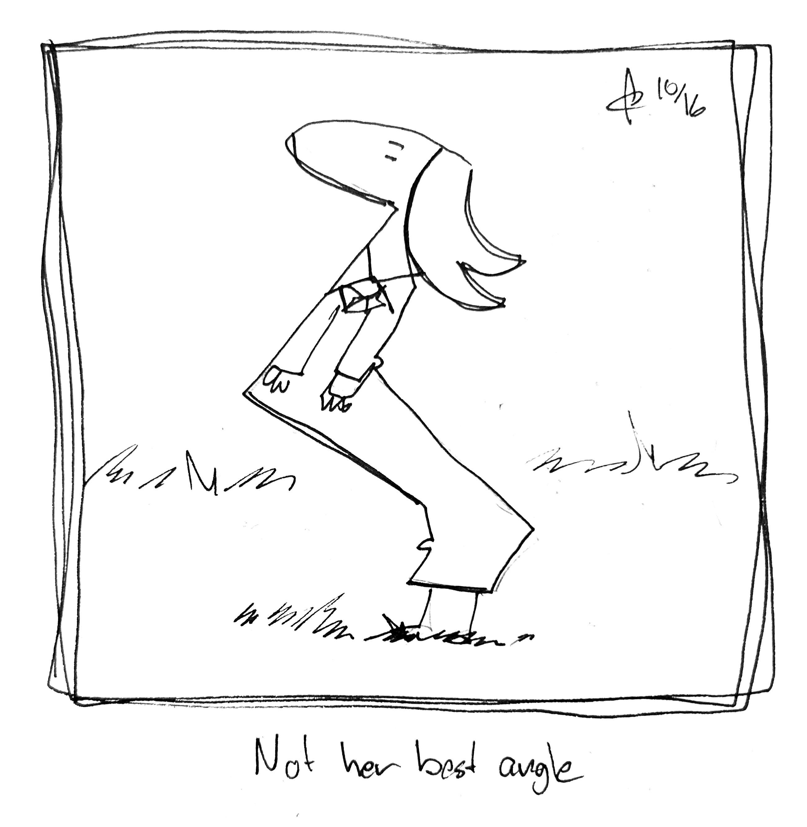The Lydia Táll One is all bent out of shape. The caption reads "not her best angle"